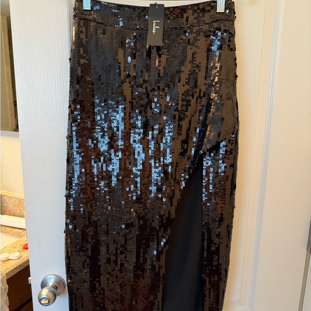 Lulus Black Sequin Skirt